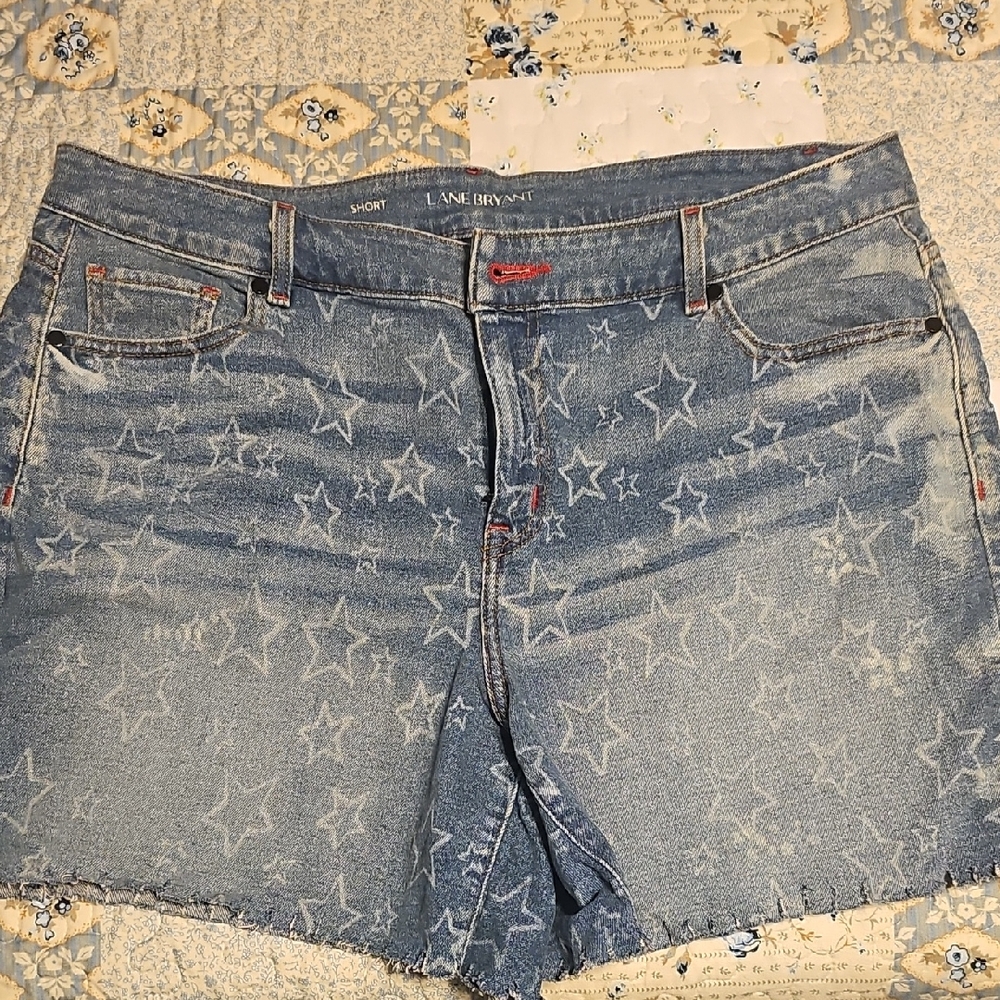 Lane Bryant Light Blue Denim Shorts with Star Accents